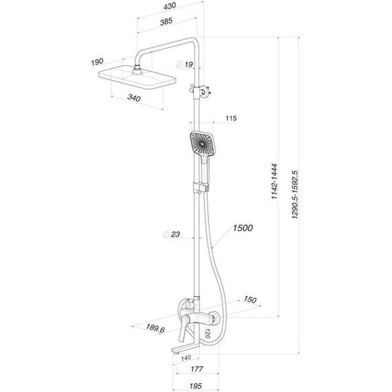 Душевая стойка Iddis Parker PARGM3Fi06, графит матовый - фото 18