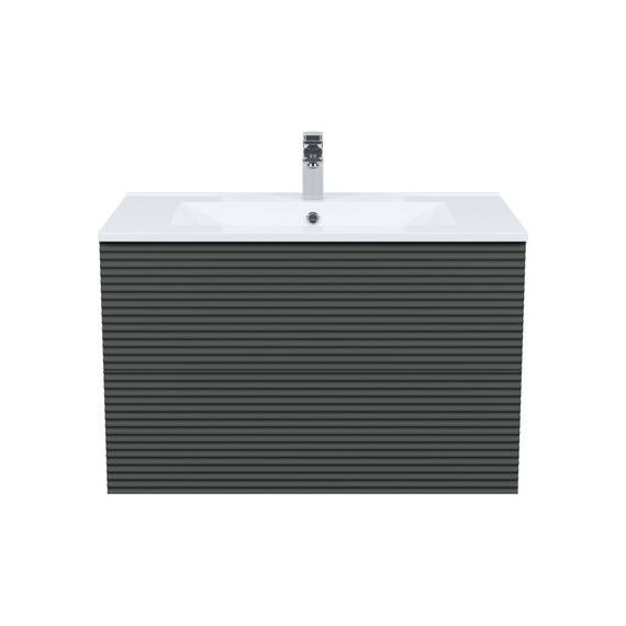 Тумба подвесная с раковиной Iddis Bild 80 см BIL80G0i95K, тёмно-серый - фото 3