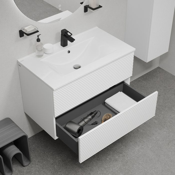 Тумба подвесная с раковиной Iddis Bild 80 см BIL80W0i95K, белый - фото 8