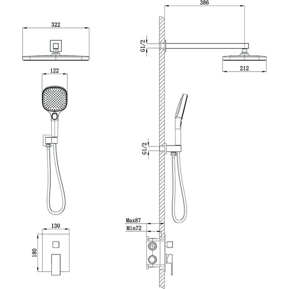 Душевая система для душа Veconi AV-410-B-C4, чёрный матовый, Цвет производителя: чёрный матовый - фото 3