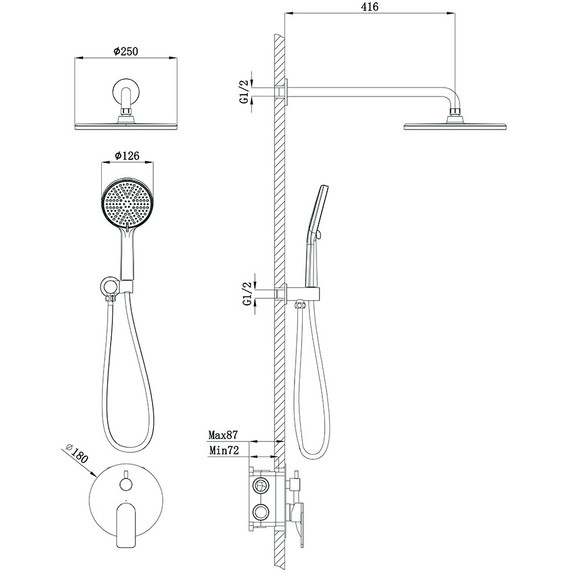 Душевая система для душа Veconi LI-400-B-C4, чёрный матовый, Цвет производителя: чёрный матовый - фото 3