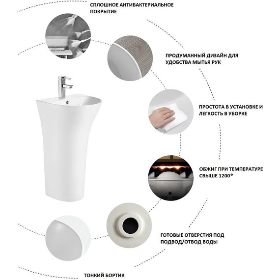 Раковина напольная Ceruttispa Simona 48 см - фото 6