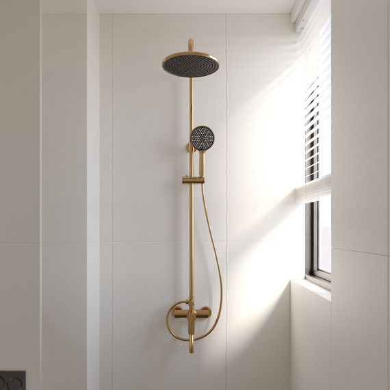 Душевая стойка Veconi TU-100-G-C4, брашированное золото, Цвет производителя: брашированное золото - фото 2