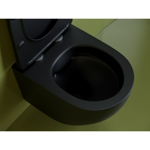 Унитаз подвесной безободковый Ceramicanova Uno Rimless CN11001MB с крышкой микролифт, чёрный матовый, Цвет производителя: чёрный матовый - фото 10