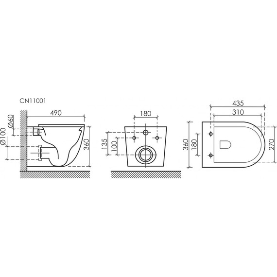 Унитаз подвесной безободковый Ceramicanova Uno Rimless CN11001MB с крышкой микролифт, чёрный матовый, Цвет производителя: чёрный матовый - фото 11