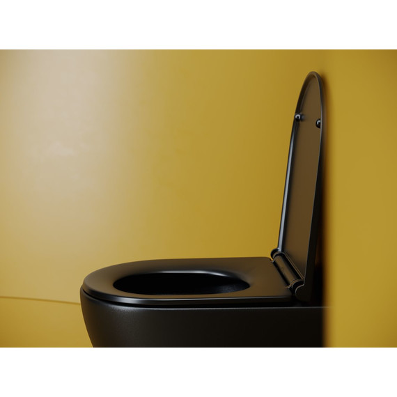 Унитаз подвесной безободковый Ceramicanova Vogue CN4008TMB (система смыва Торнадо) с крышкой микролифт, чёрный матовый, Цвет производителя: чёрный матовый - фото 9