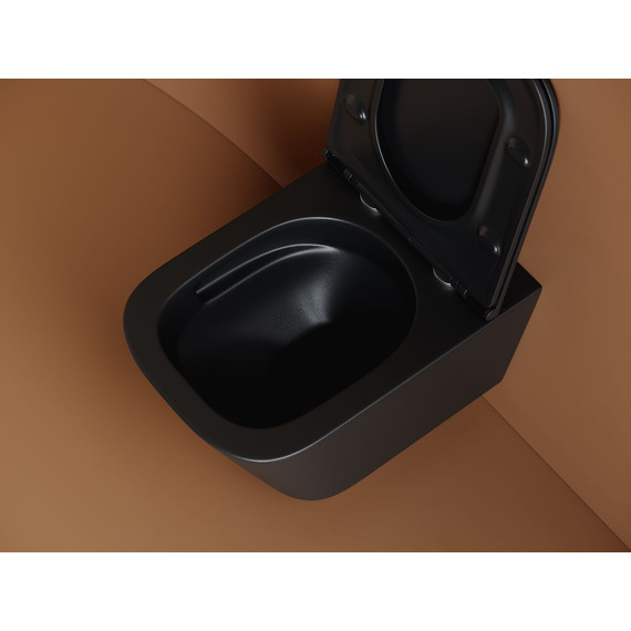 Унитаз подвесной безободковый Ceramicanova Union CN4009TMB (система смыва Торнадо) с крышкой микролифт, чёрный матовый, Цвет производителя: чёрный матовый - фото 5