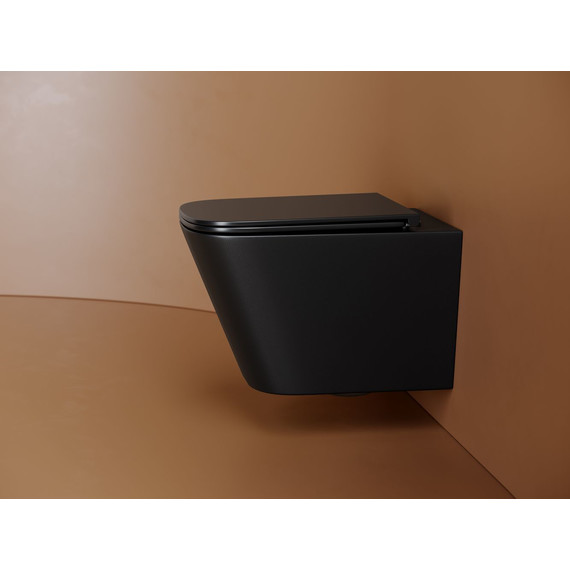 Унитаз подвесной безободковый Ceramicanova Union CN4009TMB (система смыва Торнадо) с крышкой микролифт, чёрный матовый, Цвет производителя: чёрный матовый - фото 7