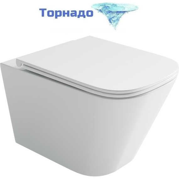 Унитаз подвесной безободковый Ceramicanova Union CN4009T (система смыва Торнадо) с крышкой микролифт, Цвет производителя: белый - фото 