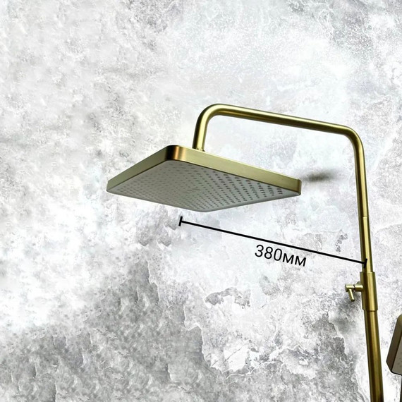 Душевой комплект Haiba: Душевая стойка HB24575-5 + смеситель для раковины HB10575-5, цвет золото - фото 9