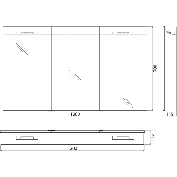 Зеркало-шкаф BelBagno SPC-3A-DL-BL-1200 120 см, хром - фото 9