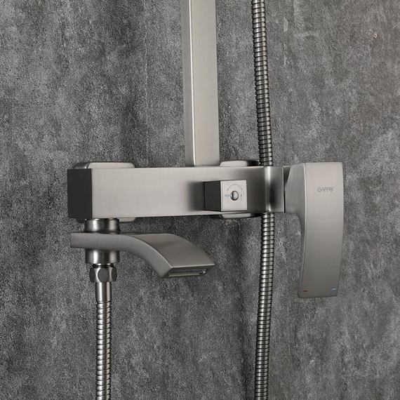 Душевая стойка с выдвижным изливом Gappo G07-9 G2407-9, оружейная сталь - фото 26