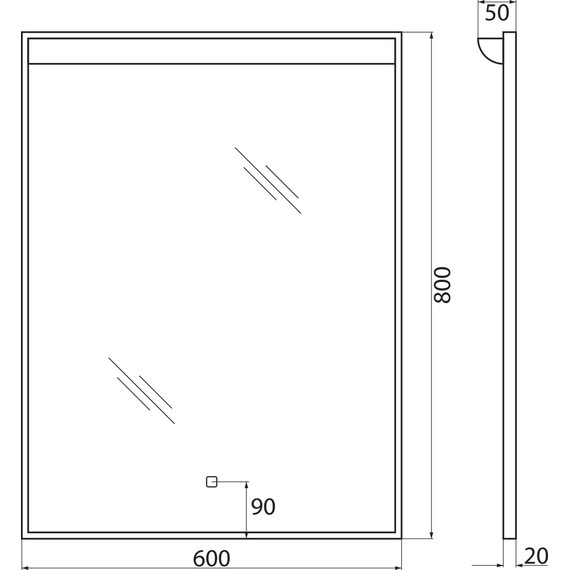 Зеркало BelBagno Uno 60 см SPC-UNO-600-800-TCH - фото 10