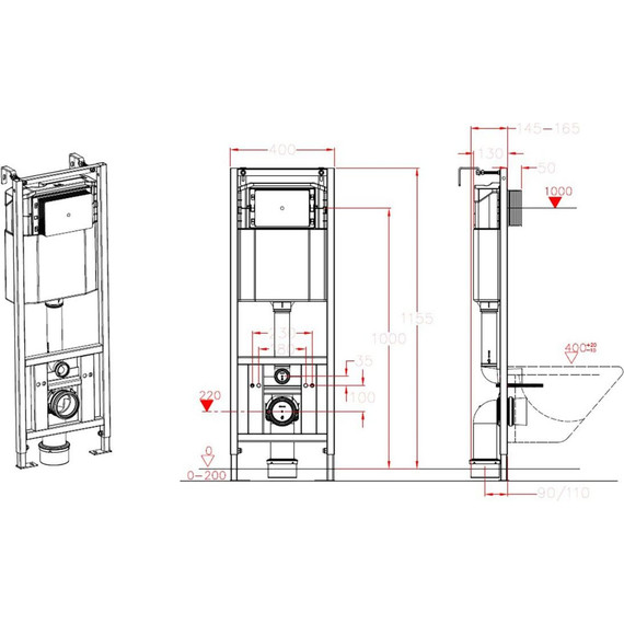 Инсталляция для подвесного унитаза Azario AZ-H401A - фото 3