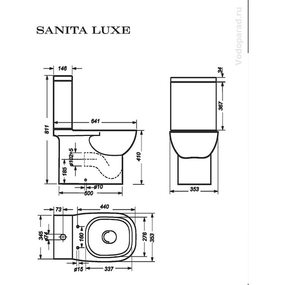 Унитаз-компакт Sanita Luxe Quadro WC.CC/Quadro/2-SlimDM/WHT.G/S1 с крышкой микролифт - фото 7