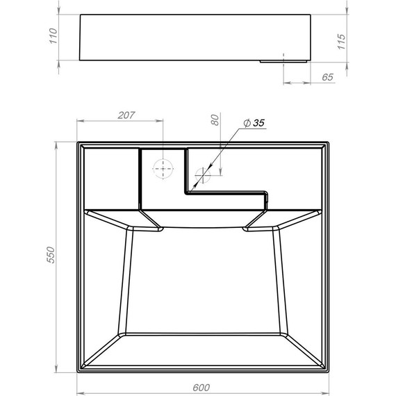 Раковина над стиральной машиной Grossman Luxor 60 см 11.R01.60.210, чёрный - фото 6