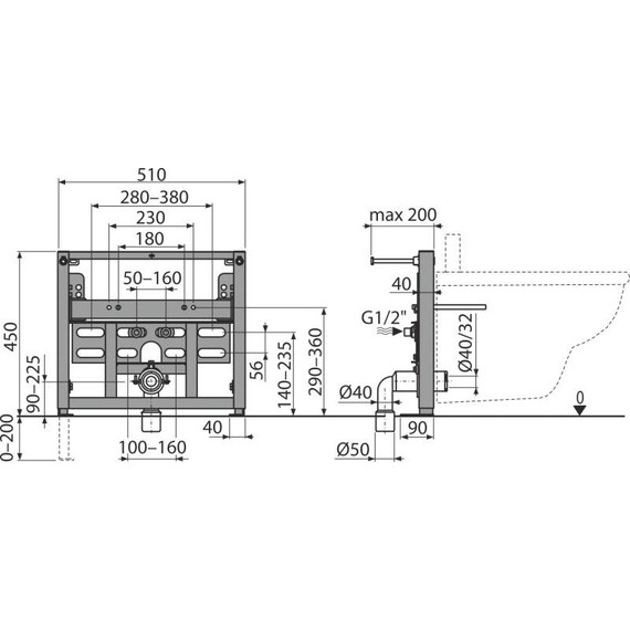 Инсталляция для биде Alcaplast A105/450 - фото 3