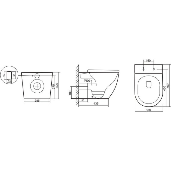 Унитаз приставной безободковый Abber Bequem AC1111TMB с крышкой микролифт, чёрный (выпуск горизонтальный), Цвет производителя: чёрный - фото 9