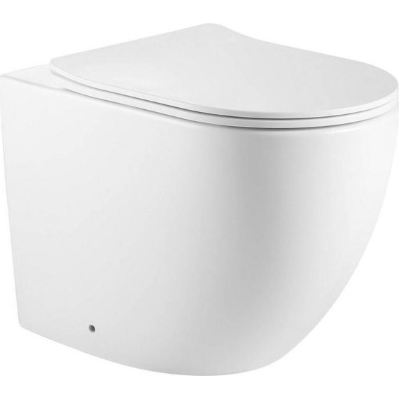 Унитаз приставной безободковый Abber Bequem AC1111TMW с крышкой микролифт, белый матовый (выпуск горизонтальный), Цвет производителя: белый матовый - фото 