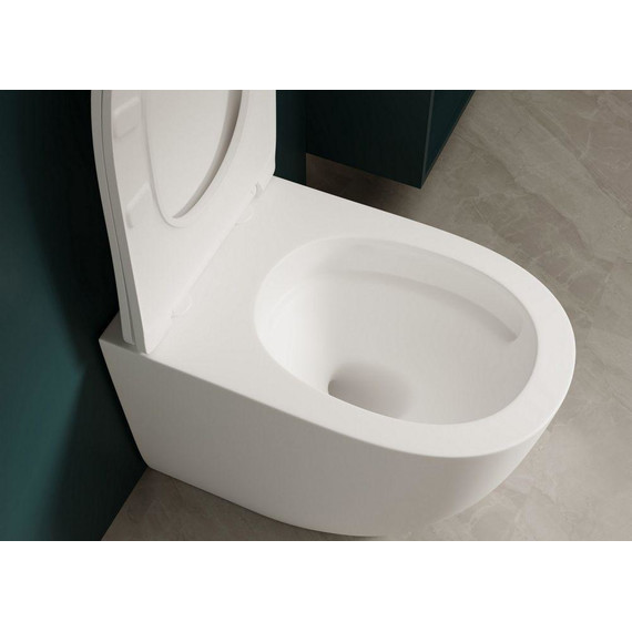 Унитаз приставной безободковый Abber Bequem AC1111TMW с крышкой микролифт, белый матовый (выпуск горизонтальный), Цвет производителя: белый матовый - фото 8