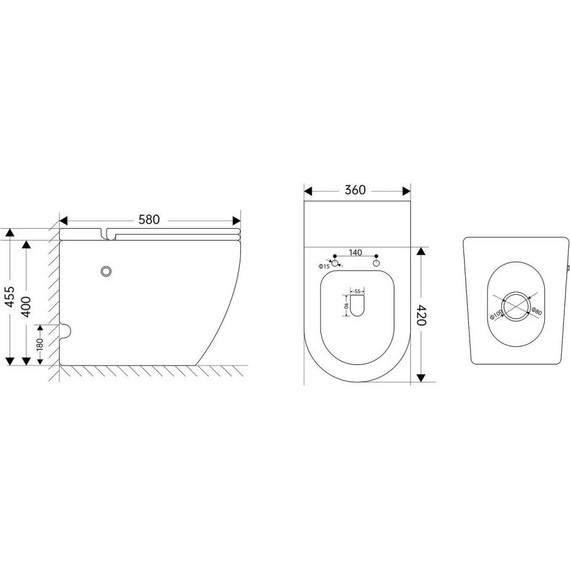Унитаз приставной безободковый импульсный Abber Bequem AC1115PMB с крышкой микролифт, чёрный матовый (выпуск горизонтальный) - фото 7