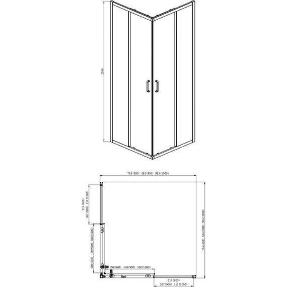 Душевое ограждение Aquatek 80x80 см AQ ARI KV 08020GM, оружейная сталь/прозрачное - фото 8