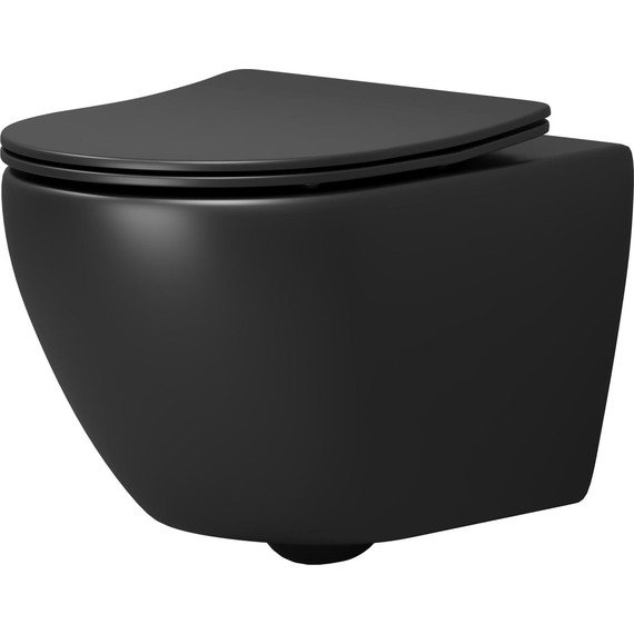 Унитаз подвесной безободковый Grossman GR-4457BMSQ с крышкой микролифт, чёрный матовый (Система смыва торнадо), Цвет производителя: чёрный матовый - фото 2