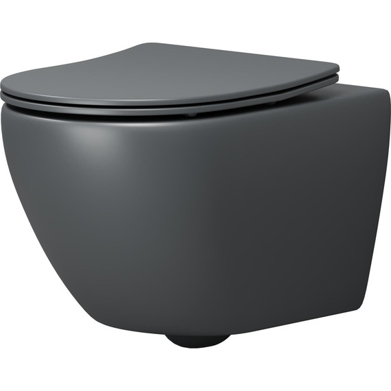 Унитаз подвесной безободковый Grossman GR-4457GMSQ с крышкой микролифт, серый матовый (Система смыва торнадо), Цвет производителя: серый матовый - фото 2