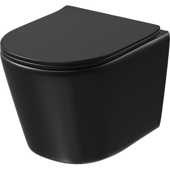 Унитаз подвесной безободковый Grossman GR-4477BMSQ с крышкой микролифт, чёрный матовый (Система смыва торнадо), Цвет производителя: чёрный матовый - фото 2