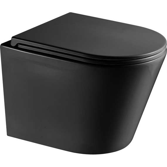 Унитаз подвесной безободковый Grossman GR-4478BMSQ с крышкой микролифт, чёрный матовый (Система смыва торнадо), Цвет производителя: чёрный матовый - фото 2