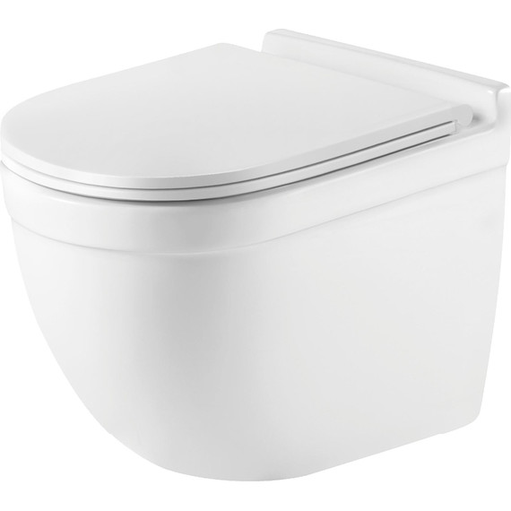 Унитаз подвесной безободковый Grossman GR-4483SQ с крышкой микролифт, белый глянцевый (Система смыва торнадо), Цвет производителя: белый глянцевый - фото 2