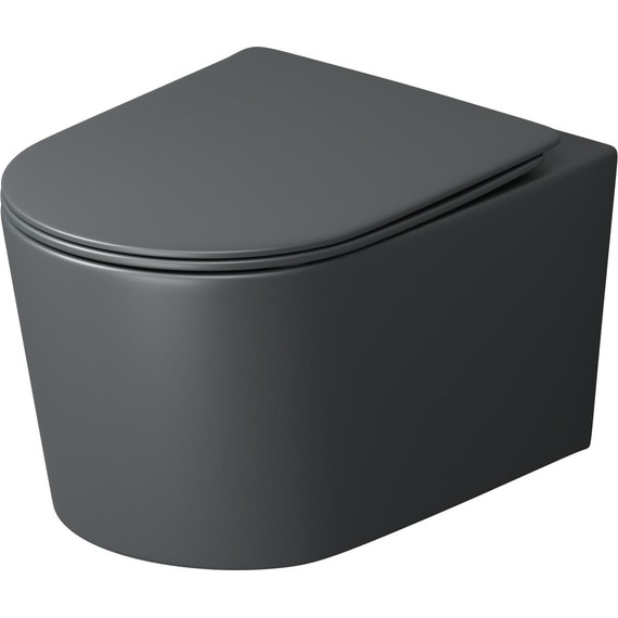 Унитаз подвесной безободковый Grossman GR-4499GMSQ с крышкой микролифт, серый матовый (Система смыва торнадо), Цвет производителя: серый матовый - фото 2