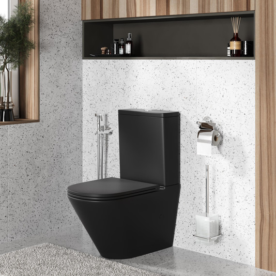 Унитаз-компакт безободковый Grossman GR-4449BMSQ с крышкой микролифт, чёрный матовый (Система смыва торнадо), Цвет производителя: чёрный матовый - фото 9