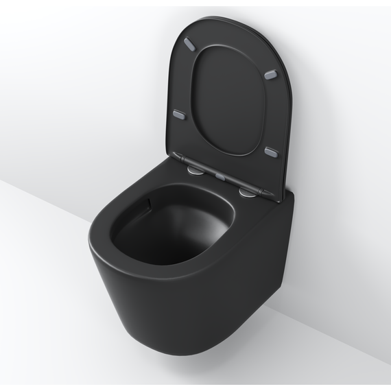 Унитаз подвесной безободковый Grossman GR-4477BMSQ с крышкой микролифт, чёрный матовый (Система смыва торнадо), Цвет производителя: чёрный матовый - фото 6