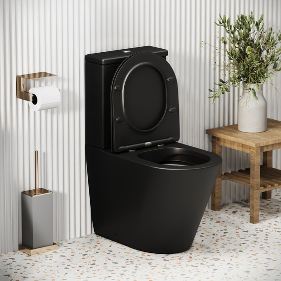 Унитаз-компакт безободковый Grossman Color GR-4480BMS с крышкой микролифт, чёрный матовый, Цвет производителя: чёрный матовый - фото 7