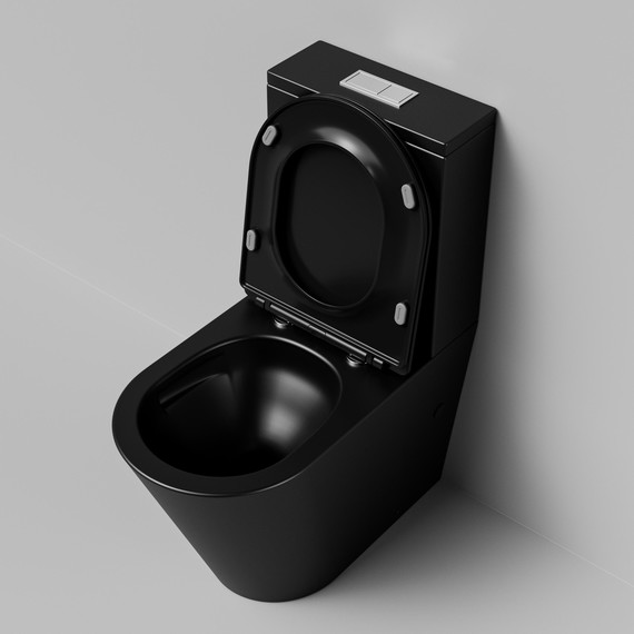 Унитаз-компакт безободковый Grossman GR-4458BMSQ с крышкой микролифт, чёрный матовый (Система смыва торнадо), Цвет производителя: чёрный матовый - фото 7