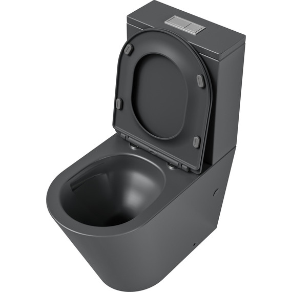 Унитаз-компакт безободковый Grossman GR-4458GMSQ с крышкой микролифт, серый матовый (Система смыва торнадо), Цвет производителя: серый матовый - фото 4
