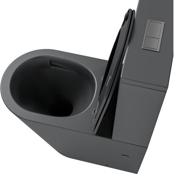 Унитаз-компакт безободковый Grossman GR-4458GMSQ с крышкой микролифт, серый матовый (Система смыва торнадо), Цвет производителя: серый матовый - фото 5