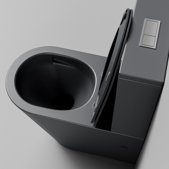 Унитаз-компакт безободковый Grossman GR-4458GMSQ с крышкой микролифт, серый матовый (Система смыва торнадо), Цвет производителя: серый матовый - фото 9