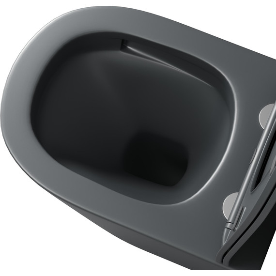 Унитаз подвесной безободковый Grossman GR-4477GMSQ с крышкой микролифт, серый матовый (Система смыва торнадо), Цвет производителя: серый матовый - фото 5