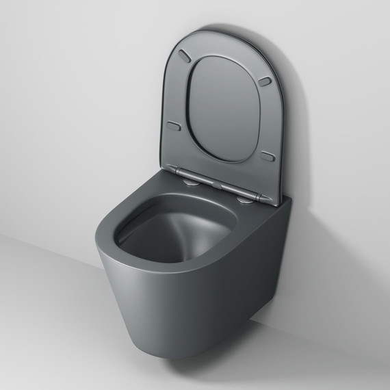 Унитаз подвесной безободковый Grossman GR-4477GMSQ с крышкой микролифт, серый матовый (Система смыва торнадо), Цвет производителя: серый матовый - фото 8