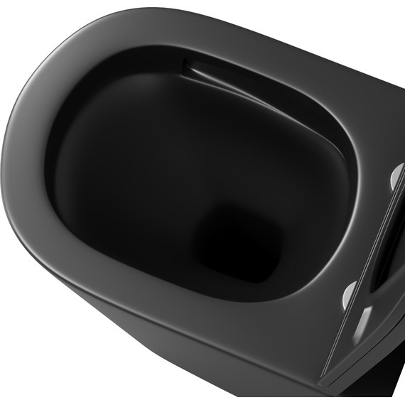 Унитаз подвесной безободковый Grossman GR-4478BMSQ с крышкой микролифт, чёрный матовый (Система смыва торнадо), Цвет производителя: чёрный матовый - фото 6