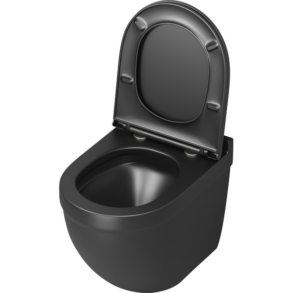 Унитаз подвесной безободковый Grossman GR-4483BMSQ с крышкой микролифт, чёрный матовый (Система смыва торнадо), Цвет производителя: чёрный матовый - фото 4
