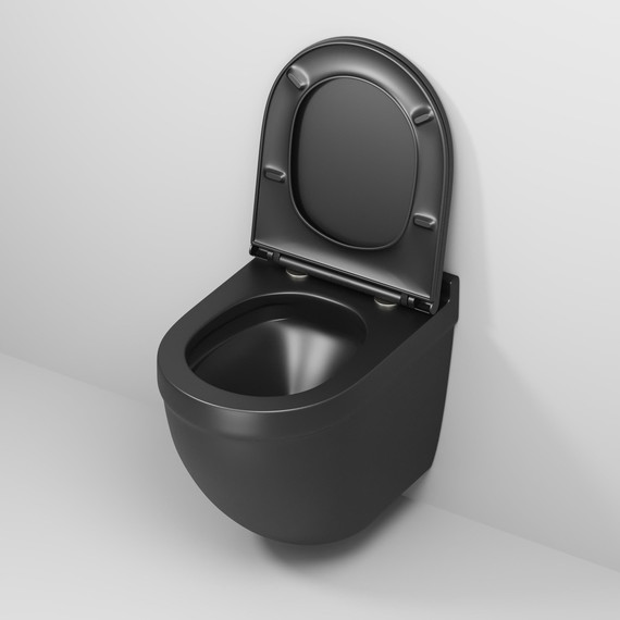 Унитаз подвесной безободковый Grossman GR-4483BMSQ с крышкой микролифт, чёрный матовый (Система смыва торнадо), Цвет производителя: чёрный матовый - фото 8