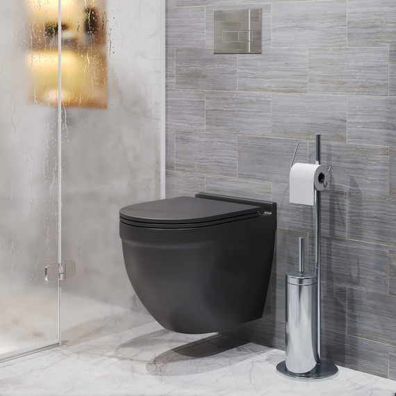 Унитаз подвесной безободковый Grossman GR-4483BMSQ с крышкой микролифт, чёрный матовый (Система смыва торнадо), Цвет производителя: чёрный матовый - фото 10