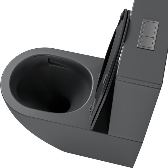 Унитаз-компакт безободковый Grossman GR-4494GMSQ с крышкой микролифт, серый матовый (Система смыва торнадо), Цвет производителя: серый матовый - фото 5