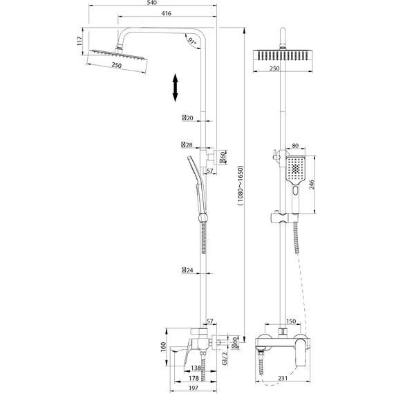 Душевая стойка Grossman Cosmo 500.K35.02.210, чёрный, Цвет производителя: чёрный - фото 9