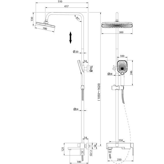 Душевая стойка Grossman Pragma 500.K35.03.210, чёрный, Цвет производителя: чёрный - фото 9