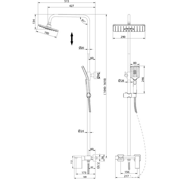 Душевая стойка Grossman Style 500.K35.05.100, Цвет производителя: хром - фото 9