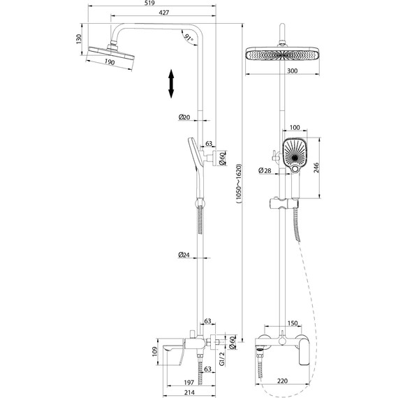 Душевая стойка Grossman Advans 500.K35.09.320, золото, Цвет производителя: золото - фото 9